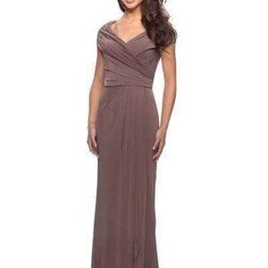NWT La Femme 26519SC Jersey Prom Dress Cocoa 16
